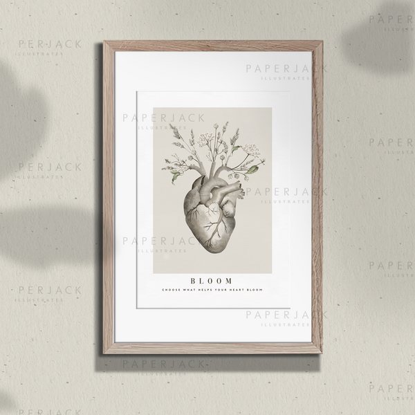 Bloom Heart Art Poster