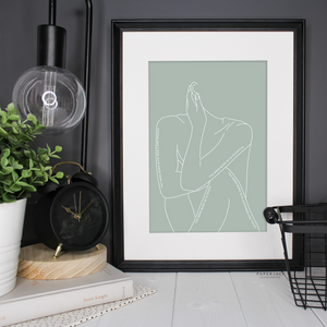 green print with outline of female sitting down and positive quotes - designed by paperjack illustrates