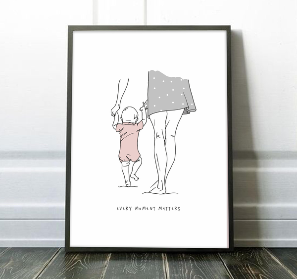 Mother and child holding hands print