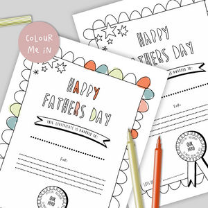 Father's Day Colour me in Certificate - DIGITAL DOWNLOAD