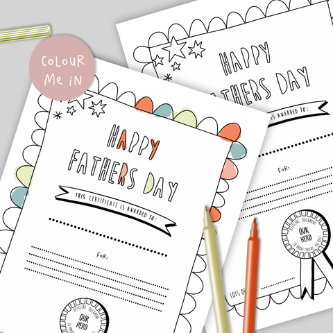 Father's Day Colour me in Certificate - DIGITAL DOWNLOAD