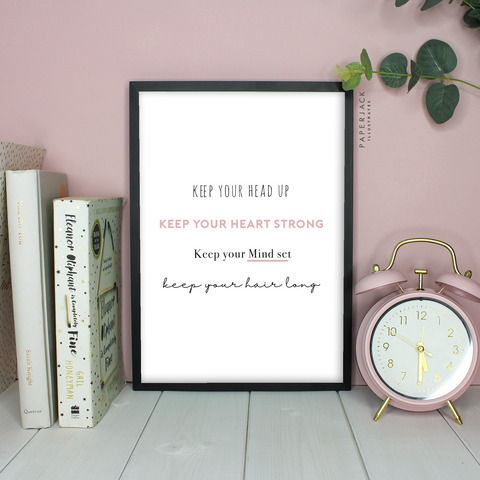 white wall art print with positive quote in black and white - print by PaperJack Illustrates