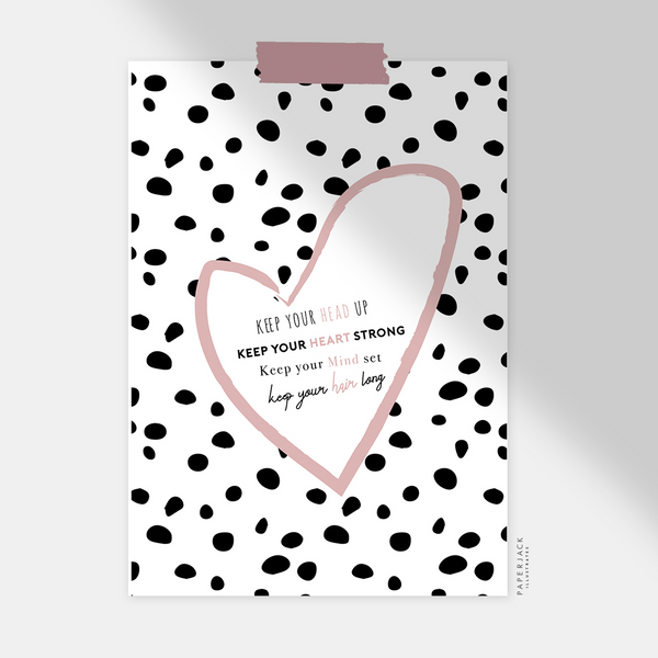 spotty black and white wall art print with positive quote in black and white - print by PaperJack Illustrates