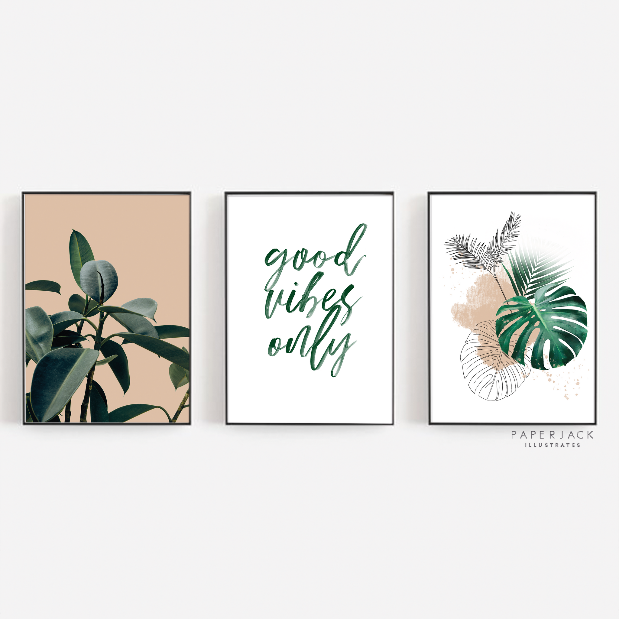 Good vibes only wall art bundle - set of 3